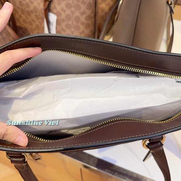 NWT COACH CCC77 Station Tote Bag suede, Vintage Brown Holiday Gift - Picture 4 of 11